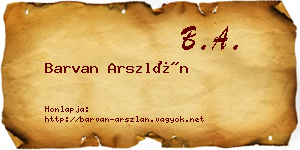 Barvan Arszlán névjegykártya